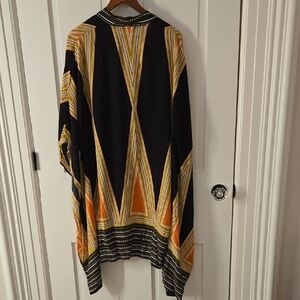 Chic Black and Orange Geometric Swim Coverup